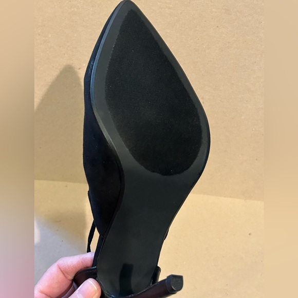 Shoedazzle Lottie Pump Black Faux Suede Strappy Spike Heel Size 8.5 NEW - Picture 5 of 6